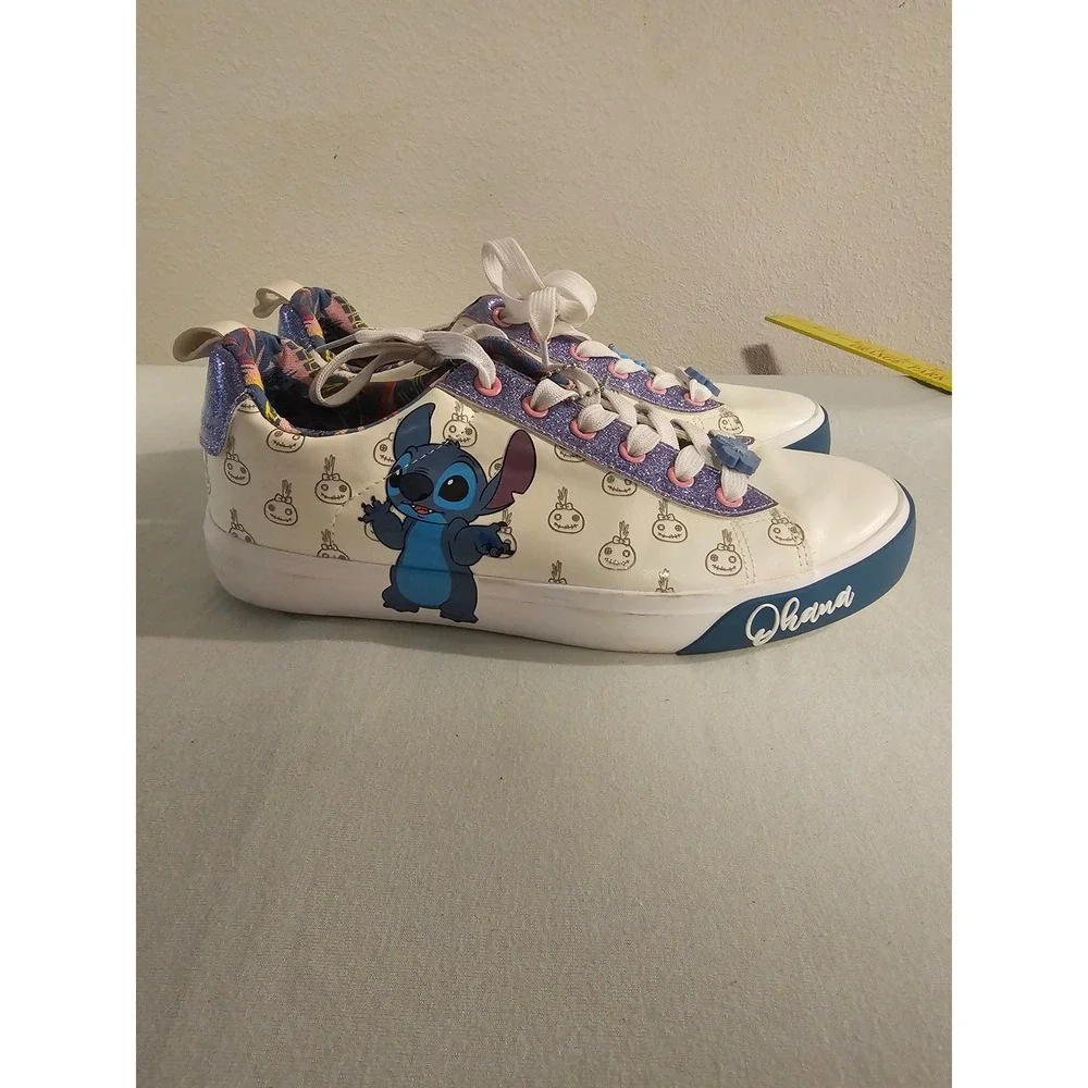 Ground Up Size 8 Disney Lilo & Stitch Ohana Sneakers White Glitter Detail